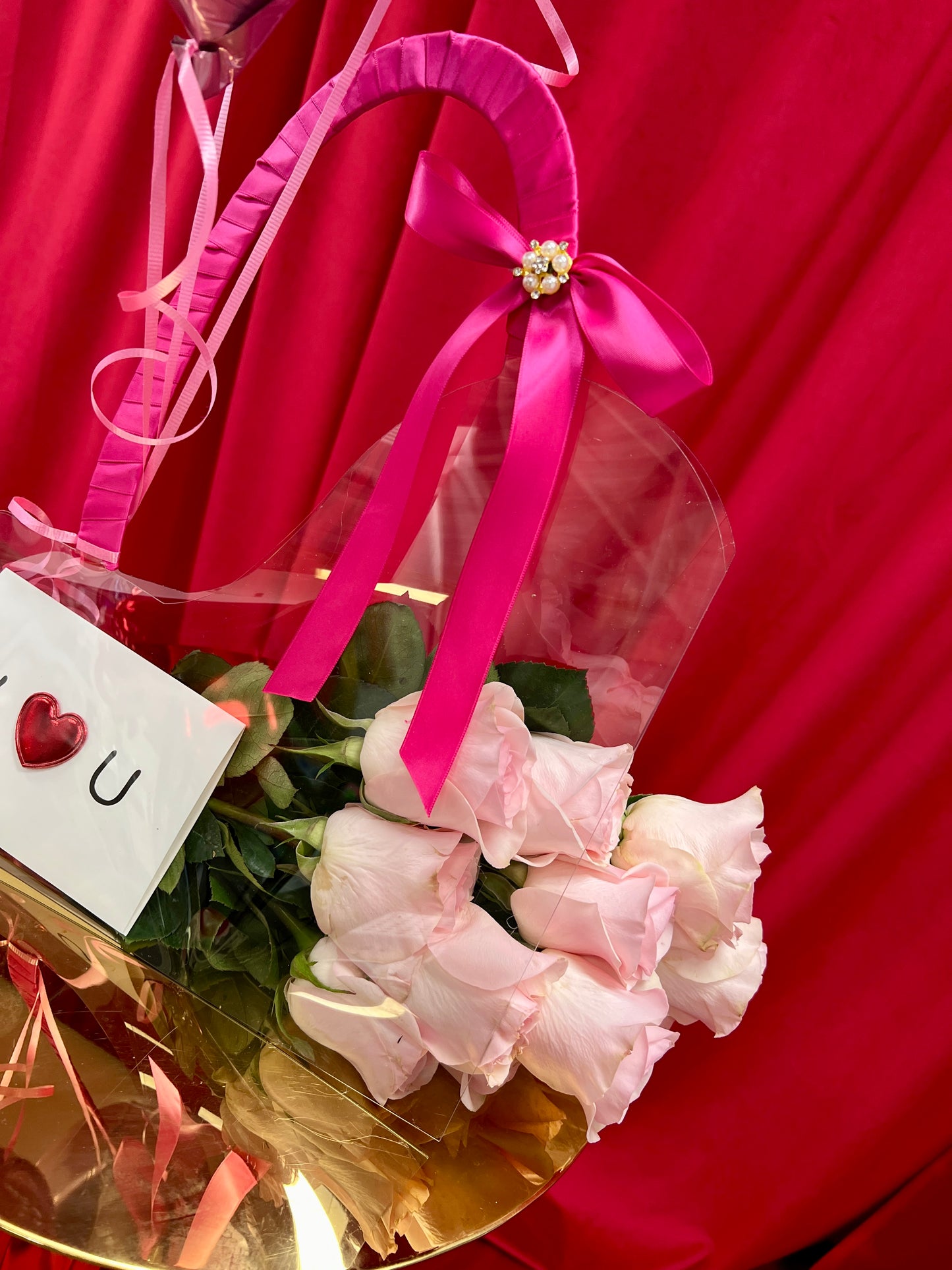 Floral Purse with Pink Hearts