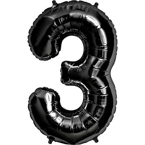 34" Black Number 3 (Pack of 3)