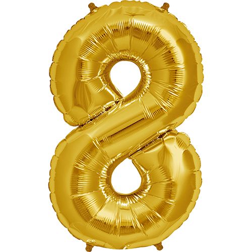 34" Gold Number 8 (Pack of 3)