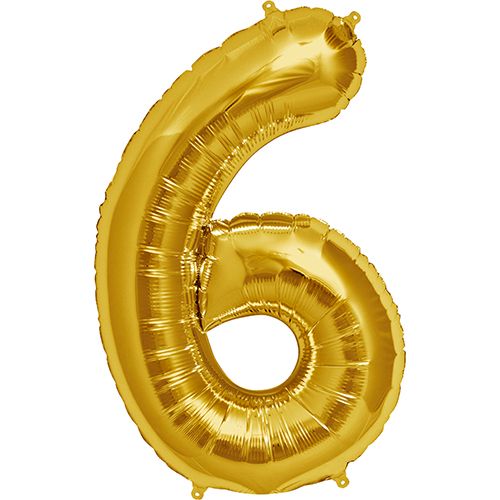 34" Gold Number 6 (Pack of 3)