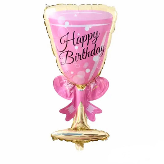 34” Happy Birthday Glass Foil Balloon (PACK OF 3)