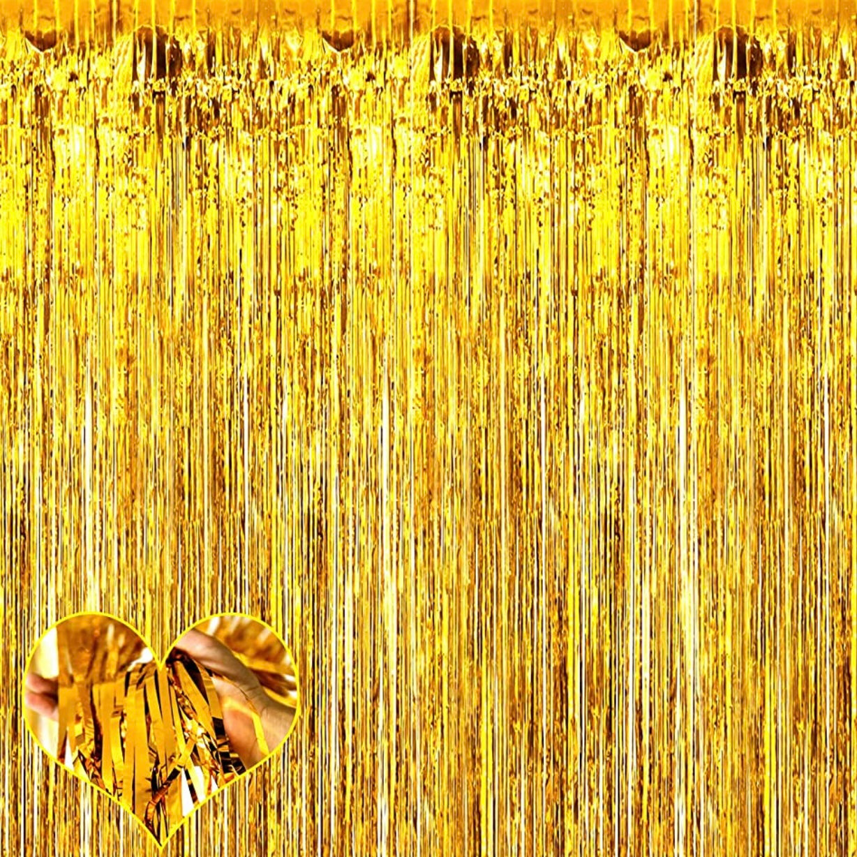 Gold Tinsel Fringe Curtain Backdrop (1x2m)